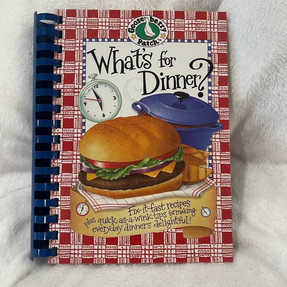 Goose berry patch What's for Dinner? Cookbook - Red & Blue     vintage